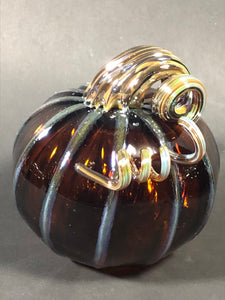 Glass Pumpkin -  Dark Amber 4.5" x 5"5"